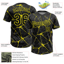 Laden Sie das Bild in den Galerie-Viewer, Custom Black Light Yellow 3D Pattern Design Abstract Network Two-Button Unisex Softball Jersey

