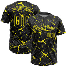 Laden Sie das Bild in den Galerie-Viewer, Custom Black Light Yellow 3D Pattern Design Abstract Network Two-Button Unisex Softball Jersey
