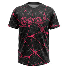 Laden Sie das Bild in den Galerie-Viewer, Custom Black Neon Pink 3D Pattern Design Abstract Network Two-Button Unisex Softball Jersey
