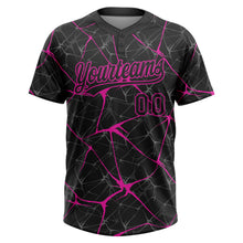 Laden Sie das Bild in den Galerie-Viewer, Custom Black Deep Pink 3D Pattern Design Abstract Network Two-Button Unisex Softball Jersey
