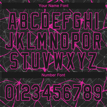 Laden Sie das Bild in den Galerie-Viewer, Custom Black Deep Pink 3D Pattern Design Abstract Network Two-Button Unisex Softball Jersey
