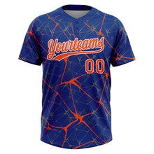 Load image into Gallery viewer, Custom Royal Orange-White 3D Pattern Design Abstract Network Two-Button Unisex Softball Jersey
