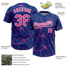 Load image into Gallery viewer, Custom Royal Pink-White 3D Pattern Design Abstract Network Two-Button Unisex Softball Jersey
