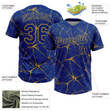 Laden Sie das Bild in den Galerie-Viewer, Custom Royal Old Gold 3D Pattern Design Abstract Network Two-Button Unisex Softball Jersey
