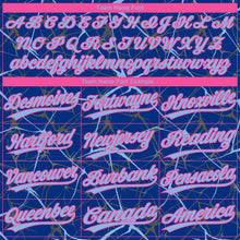 Load image into Gallery viewer, Custom Royal Light Blue-Pink 3D Pattern Design Abstract Network Two-Button Unisex Softball Jersey
