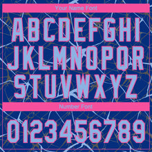 Load image into Gallery viewer, Custom Royal Light Blue-Pink 3D Pattern Design Abstract Network Two-Button Unisex Softball Jersey
