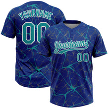 Загрузить изображение в средство просмотра галереи, Custom Royal Teal-White 3D Pattern Design Abstract Network Two-Button Unisex Softball Jersey
