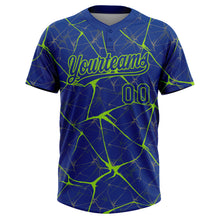 Laden Sie das Bild in den Galerie-Viewer, Custom Royal Neon Green 3D Pattern Design Abstract Network Two-Button Unisex Softball Jersey
