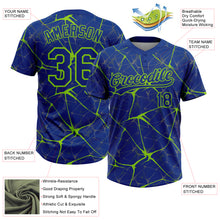 Laden Sie das Bild in den Galerie-Viewer, Custom Royal Neon Green 3D Pattern Design Abstract Network Two-Button Unisex Softball Jersey
