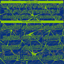 Laden Sie das Bild in den Galerie-Viewer, Custom Royal Neon Green 3D Pattern Design Abstract Network Two-Button Unisex Softball Jersey
