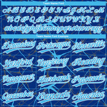 Загрузить изображение в средство просмотра галереи, Custom Royal Sky Blue-White 3D Pattern Design Abstract Network Two-Button Unisex Softball Jersey
