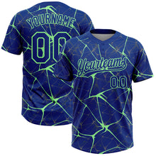 Загрузить изображение в средство просмотра галереи, Custom Royal Pea Green 3D Pattern Design Abstract Network Two-Button Unisex Softball Jersey
