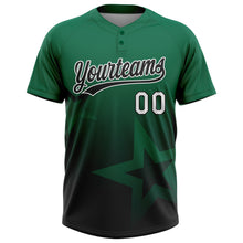 Charger l'image dans la galerie, Custom Kelly Green Black-White Gradient Style Twinkle Star Two-Button Unisex Softball Jersey
