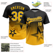 Загрузить изображение в средство просмотра галереи, Custom Black Gold-White Gradient Style Twinkle Star Two-Button Unisex Softball Jersey
