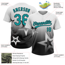 Загрузить изображение в средство просмотра галереи, Custom White Teal-Black Gradient Style Twinkle Star Two-Button Unisex Softball Jersey
