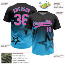 Load image into Gallery viewer, Custom Black Pink-Sky Blue Gradient Style Twinkle Star Two-Button Unisex Softball Jersey
