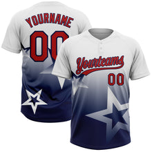 Загрузить изображение в средство просмотра галереи, Custom White Red-Navy Gradient Style Twinkle Star Two-Button Unisex Softball Jersey
