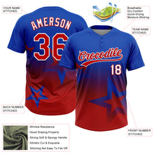 Load image into Gallery viewer, Custom Thunder Blue Red-White Gradient Style Twinkle Star Two-Button Unisex Softball Jersey
