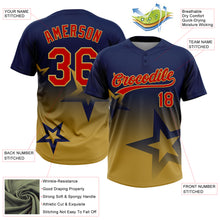 Laden Sie das Bild in den Galerie-Viewer, Custom Navy Red-Old Gold Gradient Style Twinkle Star Two-Button Unisex Softball Jersey
