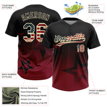 Laden Sie das Bild in den Galerie-Viewer, Custom Black Vintage USA Flag Crimson-Cream Gradient Style Twinkle Star Two-Button Unisex Softball Jersey
