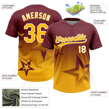 Load image into Gallery viewer, Custom Burgundy Gold-White Gradient Style Twinkle Star Two-Button Unisex Softball Jersey

