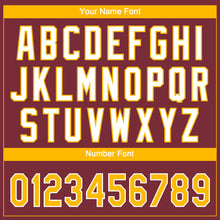 Load image into Gallery viewer, Custom Burgundy Gold-White Gradient Style Twinkle Star Two-Button Unisex Softball Jersey
