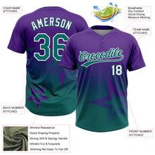 Laden Sie das Bild in den Galerie-Viewer, Custom Purple Teal-White Gradient Style Twinkle Star Two-Button Unisex Softball Jersey
