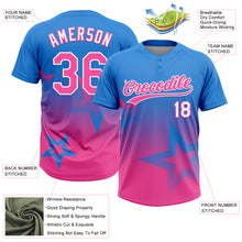 Laden Sie das Bild in den Galerie-Viewer, Custom Electric Blue Pink-White Gradient Style Twinkle Star Two-Button Unisex Softball Jersey
