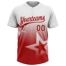 Загрузить изображение в средство просмотра галереи, Custom White Red Gradient Style Twinkle Star Two-Button Unisex Softball Jersey
