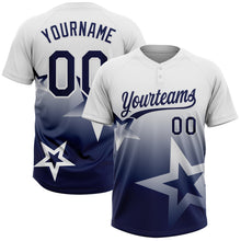 Загрузить изображение в средство просмотра галереи, Custom White Navy Gradient Style Twinkle Star Two-Button Unisex Softball Jersey

