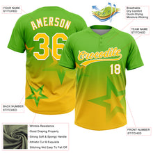 Charger l'image dans la galerie, Custom Aurora Green Yellow-White Gradient Style Twinkle Star Two-Button Unisex Softball Jersey
