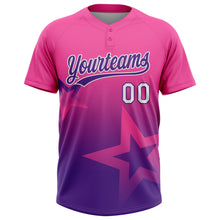 Загрузить изображение в средство просмотра галереи, Custom Pink Purple-White Gradient Style Twinkle Star Two-Button Unisex Softball Jersey
