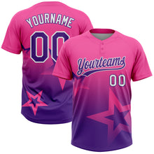 Загрузить изображение в средство просмотра галереи, Custom Pink Purple-White Gradient Style Twinkle Star Two-Button Unisex Softball Jersey
