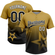 Load image into Gallery viewer, Custom Old Gold Black-White Gradient Style Twinkle Star Two-Button Unisex Softball Jersey
