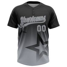 Загрузить изображение в средство просмотра галереи, Custom Black Gray-White Gradient Style Twinkle Star Two-Button Unisex Softball Jersey
