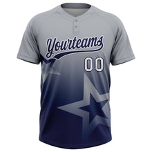 Загрузить изображение в средство просмотра галереи, Custom Gray Navy-White Gradient Style Twinkle Star Two-Button Unisex Softball Jersey
