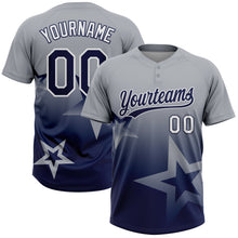 Загрузить изображение в средство просмотра галереи, Custom Gray Navy-White Gradient Style Twinkle Star Two-Button Unisex Softball Jersey
