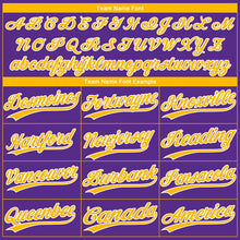 Laden Sie das Bild in den Galerie-Viewer, Custom Purple Gold-White Gradient Style Twinkle Star Two-Button Unisex Softball Jersey
