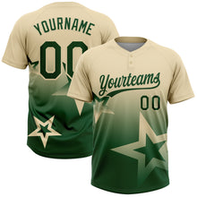 Charger l'image dans la galerie, Custom Cream Green Gradient Style Twinkle Star Two-Button Unisex Softball Jersey
