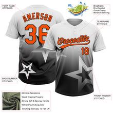 Загрузить изображение в средство просмотра галереи, Custom White Orange-Black Gradient Style Twinkle Star Two-Button Unisex Softball Jersey
