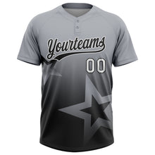 Загрузить изображение в средство просмотра галереи, Custom Gray Black-White Gradient Style Twinkle Star Two-Button Unisex Softball Jersey
