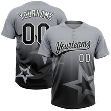 Загрузить изображение в средство просмотра галереи, Custom Gray Black-White Gradient Style Twinkle Star Two-Button Unisex Softball Jersey
