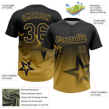 Загрузить изображение в средство просмотра галереи, Custom Black Old Gold Gradient Style Twinkle Star Two-Button Unisex Softball Jersey
