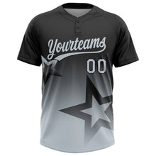 Загрузить изображение в средство просмотра галереи, Custom Black Silver Gradient Style Twinkle Star Two-Button Unisex Softball Jersey
