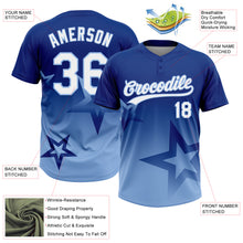 Charger l'image dans la galerie, Custom Royal White-Light Blue Gradient Style Twinkle Star Two-Button Unisex Softball Jersey
