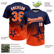 Charger l'image dans la galerie, Custom Navy Orange-White Gradient Style Twinkle Star Two-Button Unisex Softball Jersey
