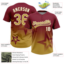 Загрузить изображение в средство просмотра галереи, Custom Crimson Old Gold-White Gradient Style Twinkle Star Two-Button Unisex Softball Jersey
