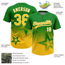 Laden Sie das Bild in den Galerie-Viewer, Custom Grass Green Yellow-White Gradient Style Twinkle Star Two-Button Unisex Softball Jersey
