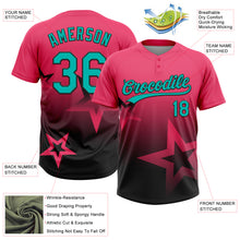 Загрузить изображение в средство просмотра галереи, Custom Neon Pink Aqua-White Gradient Style Twinkle Star Two-Button Unisex Softball Jersey
