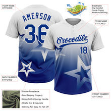 Laden Sie das Bild in den Galerie-Viewer, Custom White Royal Gradient Style Twinkle Star Two-Button Unisex Softball Jersey
